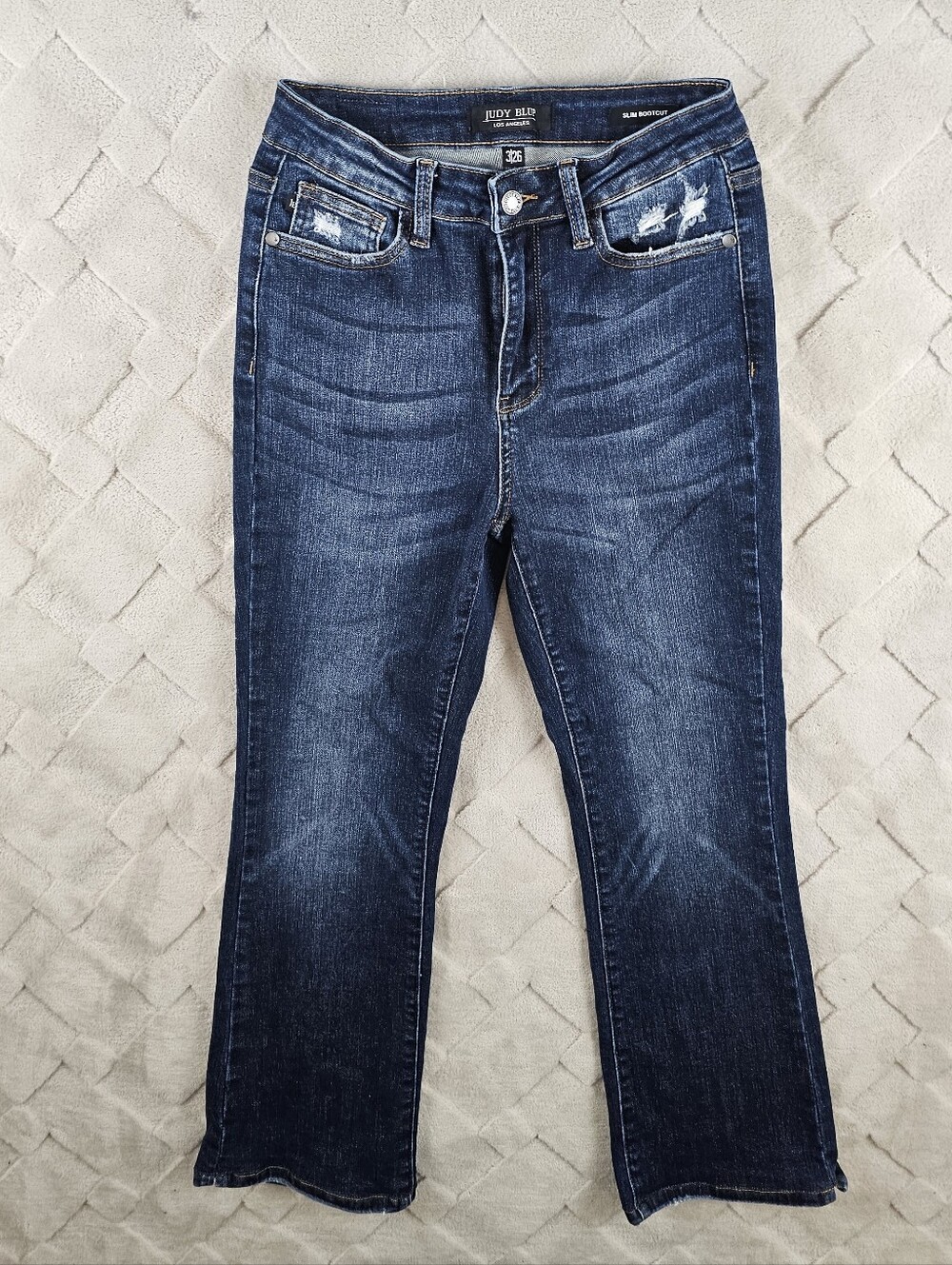 Judy Blue Slim Boot Cut Jean Womens 26 Dark Wash Stretch Denim Whiskered